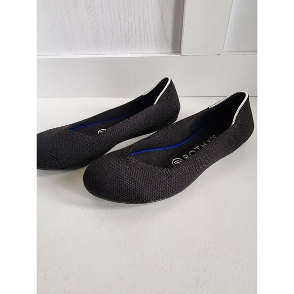 Rothy's Flat Round Signature Flats Shoes Black White Halo RETIRED Women’s Sz 6 - Picture 8 of 8